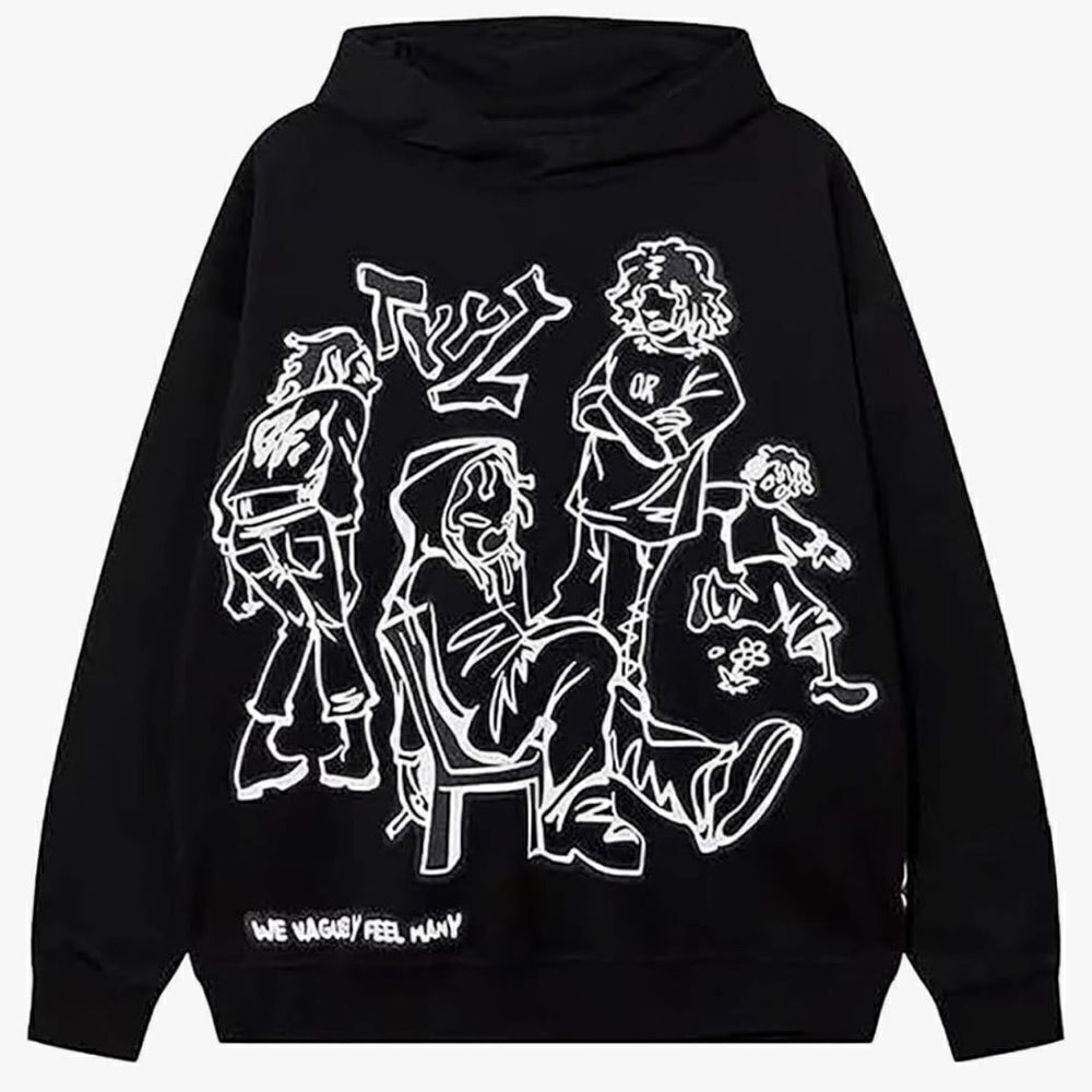 Pandolah Anime Cartoon Graphic Print Casual Hoodie GREY M NWT IN PACKAGE